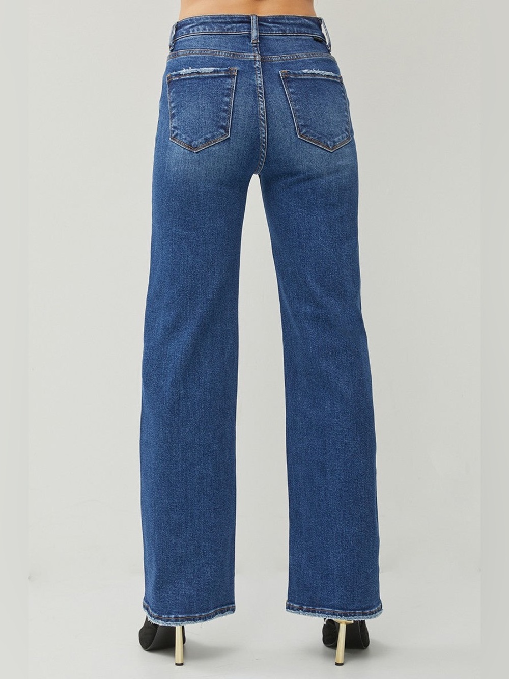 RISEN Los Angeles NWT Sammie High Rise Straight Leg Denim Jeans Dark Wash 13/31 - Picture 2 of 5